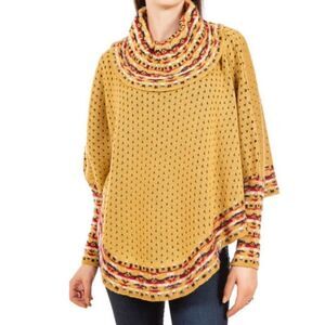 NEW Boho Fleece Wide Collar Poncho in One Size